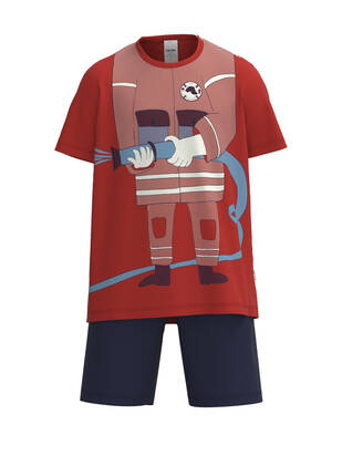 CALIDA Mini Boys Pyjama Feuerwehr sommer-rot