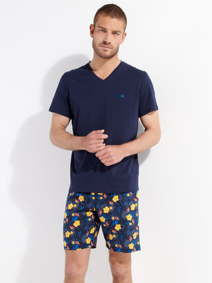 HOM Pyjama Lucky kurz navy-print