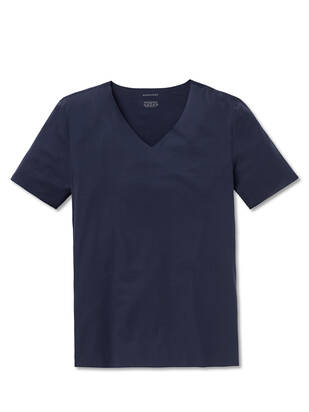 SCHIESSER T-Shirt V-Neck LaserCut blau