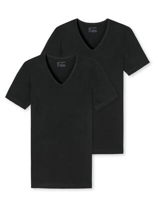 SCHIESSER Shirt V-Neck Organic Cotton 95/5 schwarz